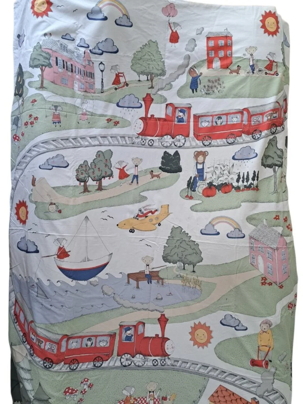 Ikea Utelek Kids Duvet Cover Twin Reversible Trains Planes Animals Boys Girls
